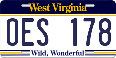 WV license plate OES178