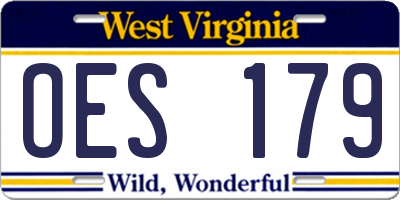 WV license plate OES179