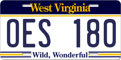 WV license plate OES180