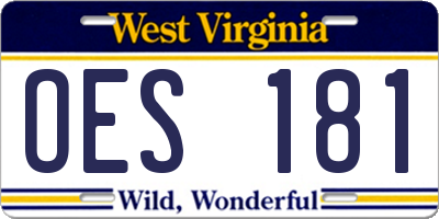 WV license plate OES181
