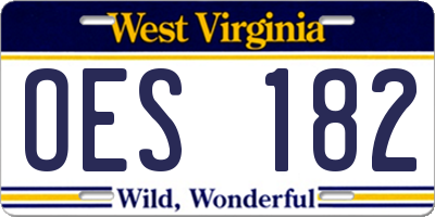 WV license plate OES182