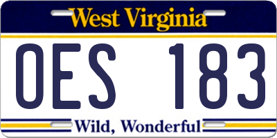 WV license plate OES183