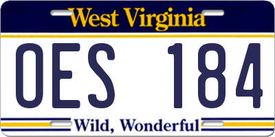 WV license plate OES184