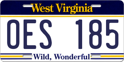 WV license plate OES185