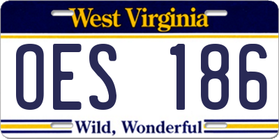 WV license plate OES186