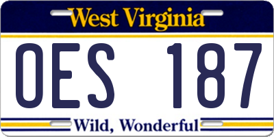 WV license plate OES187
