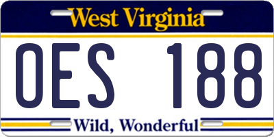 WV license plate OES188