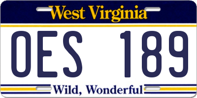 WV license plate OES189