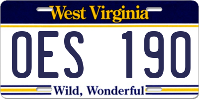WV license plate OES190