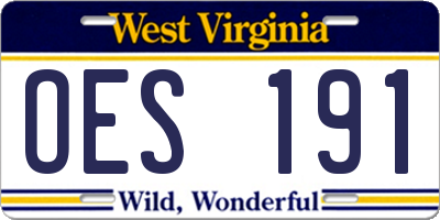 WV license plate OES191
