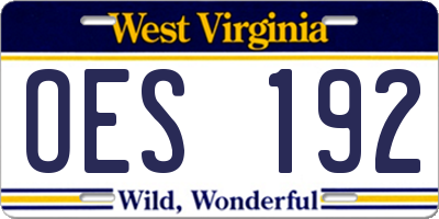 WV license plate OES192
