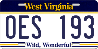 WV license plate OES193