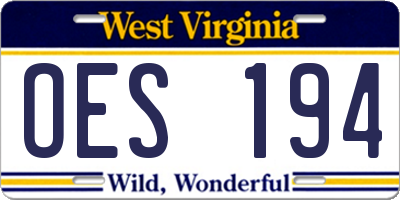 WV license plate OES194