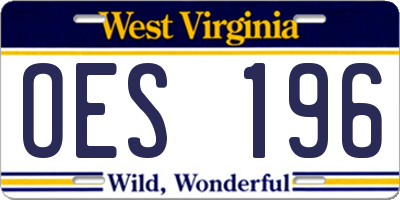 WV license plate OES196