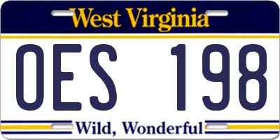 WV license plate OES198