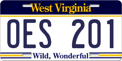 WV license plate OES201