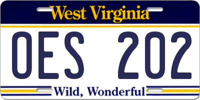 WV license plate OES202