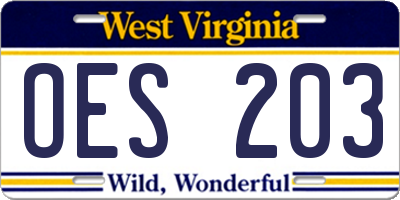 WV license plate OES203