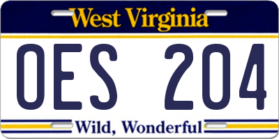 WV license plate OES204