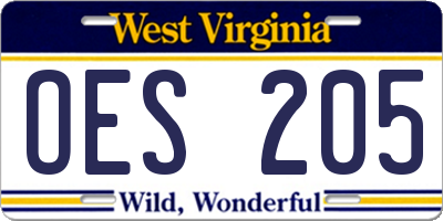 WV license plate OES205