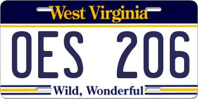 WV license plate OES206