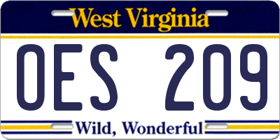 WV license plate OES209