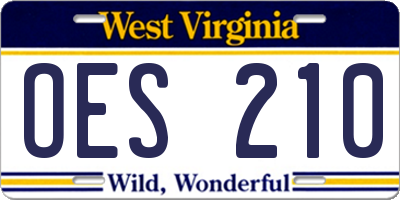 WV license plate OES210