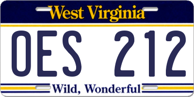 WV license plate OES212