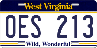 WV license plate OES213