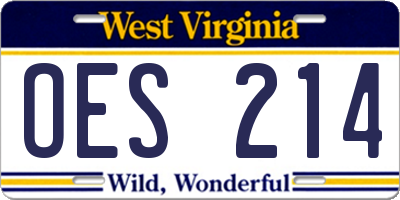 WV license plate OES214