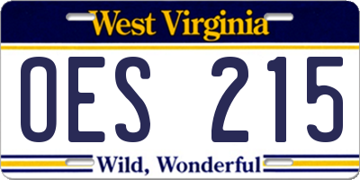 WV license plate OES215