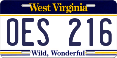 WV license plate OES216