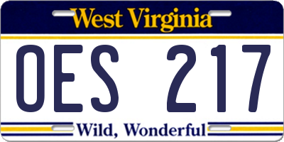 WV license plate OES217