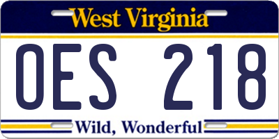 WV license plate OES218