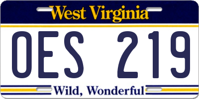 WV license plate OES219