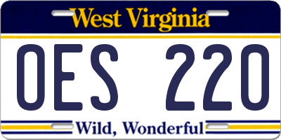 WV license plate OES220