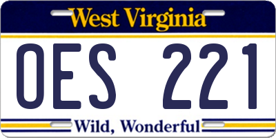 WV license plate OES221