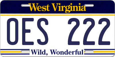 WV license plate OES222