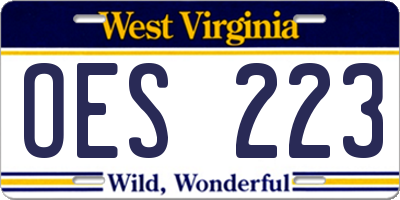 WV license plate OES223