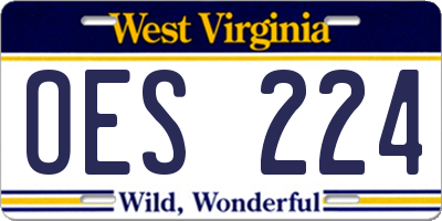 WV license plate OES224