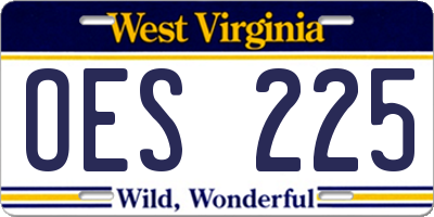 WV license plate OES225
