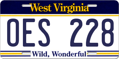 WV license plate OES228