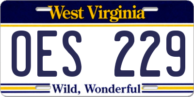 WV license plate OES229