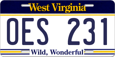 WV license plate OES231