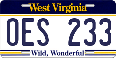 WV license plate OES233