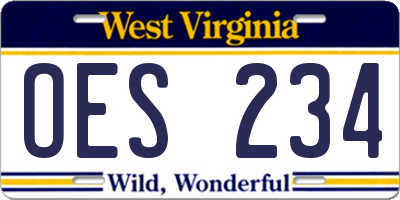 WV license plate OES234