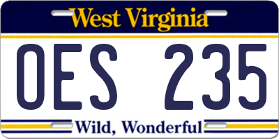 WV license plate OES235