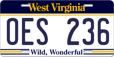 WV license plate OES236