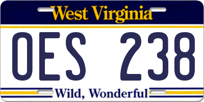 WV license plate OES238