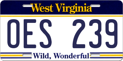 WV license plate OES239